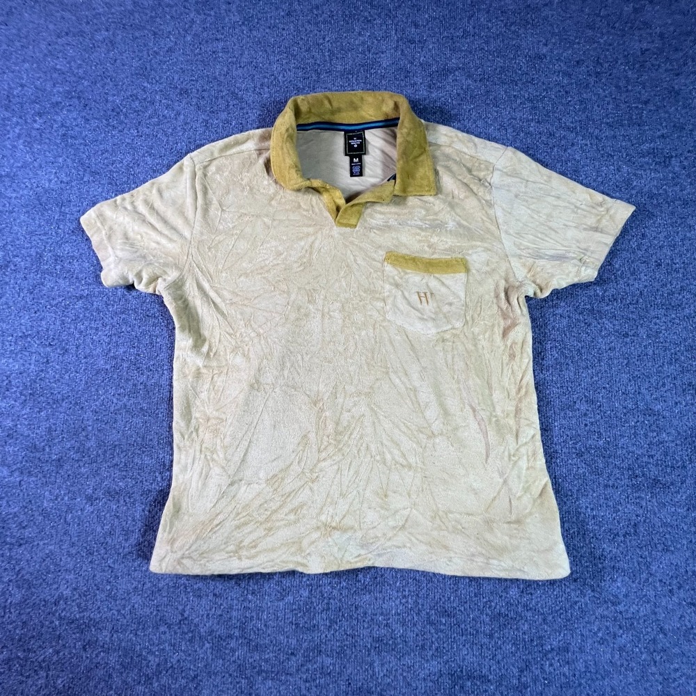 Houston White Target Polo Shirt Mens M Yellow Terry Cloth Short Sleeve Vacation
